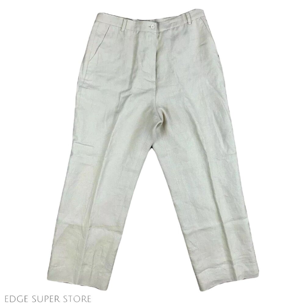 Orvis River Road Beige Khaki Irish Linen Outdoor Chino Trousers Pants Size 14
